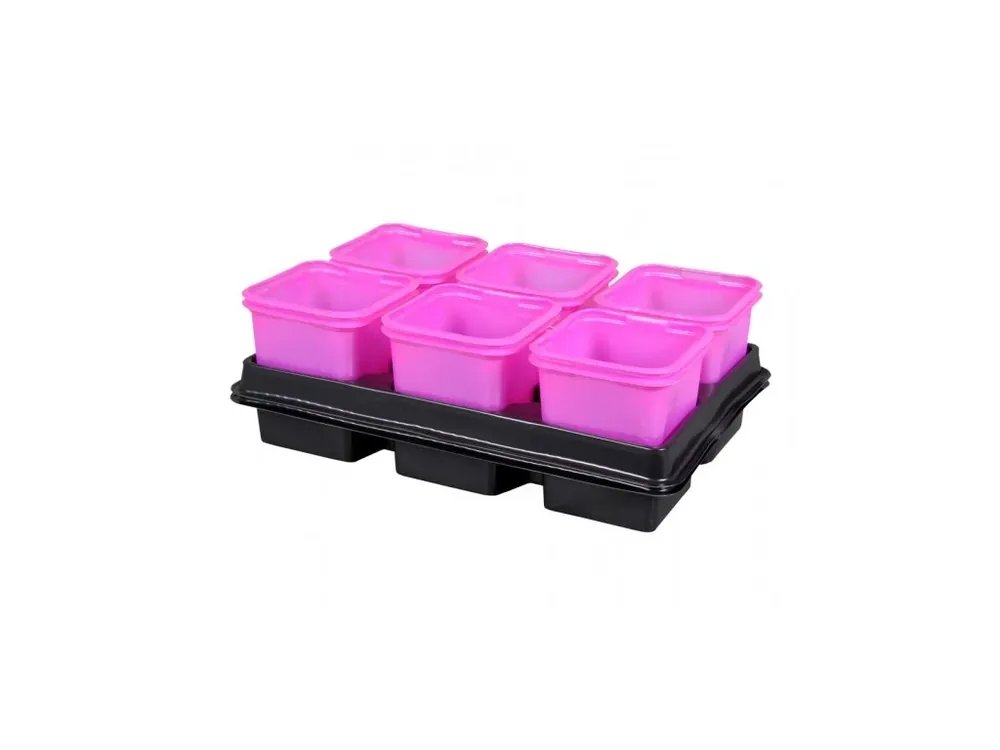 Květník sadbový PINK s podmiskou fialovo růžový 8x8x8cm 2x6ks Vysoce Kvalitní