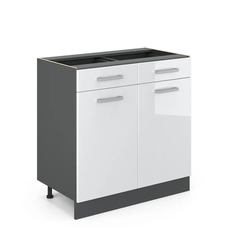 Spodní skříňka kuchyňské linky R-Line Bílá vysoký lesk 80 cm bez pracovní desky Vicco Top Prodej