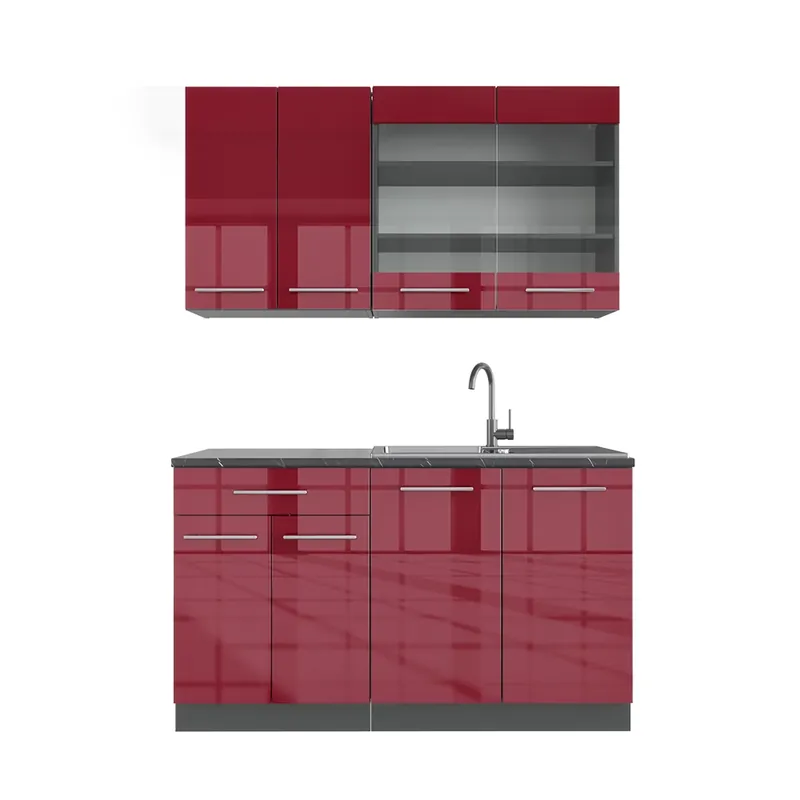 Jednotková kuchyně Fame-Line Bordeaux vysoký lesk/antracitová 140 cm bez pracovní desky Vicco Must-Have