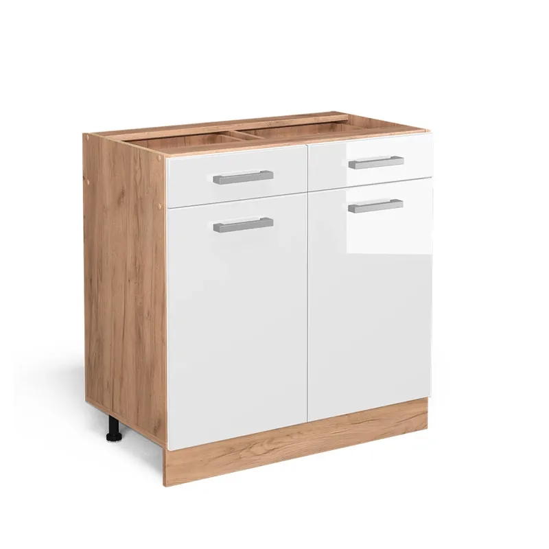 Spodní skříňka kuchyňské linky R-Line Bílá vysoký lesk 80 cm bez pracovní desky Vicco Sleva