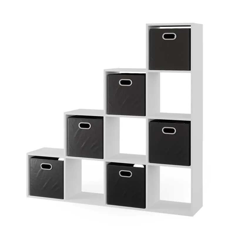 Nová Kolekce Schodišťový regál Bílá 142.5 x 140 cm se 6 skládacími boxy Vicco