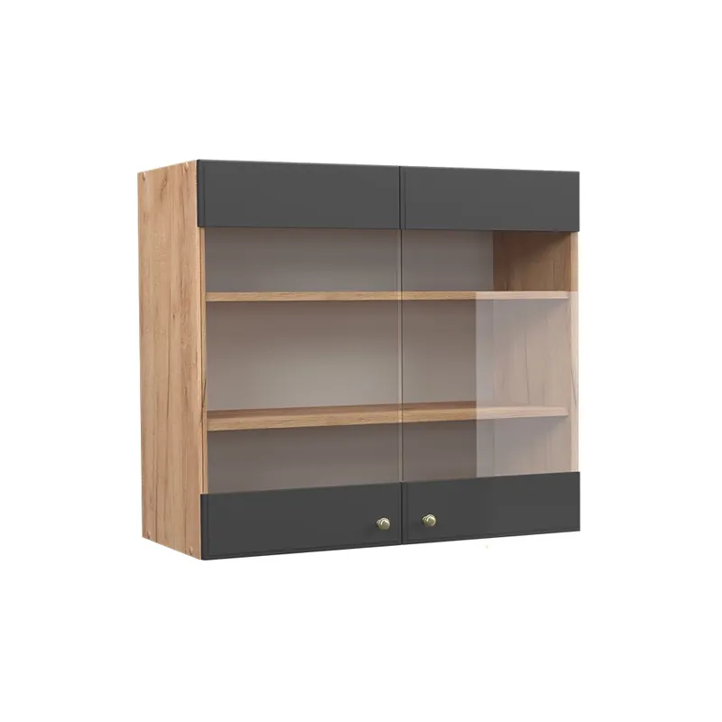 Cenový Hit Skleněná kuchyňská skříňka Fame-Line Antracitově zlatý 80 cm Vicco
