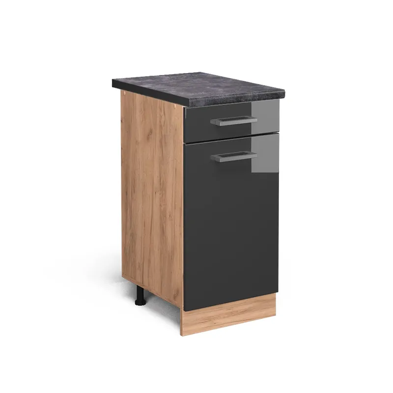 Dokud Zásoby Vydrží Spodní skříňka kuchyňské linky R-Line Antracitový vysoký lesk 40 cm , PD Antracit Vicco