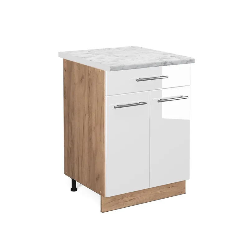 Koupit Online Spodní skříňka kuchyňské linky Fame-Line Bílá vysoký lesk 60 cm se zásuvkou, PD Mramor Vicco