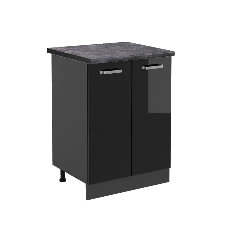 Spodní skříňka kuchyňské linky R-Line Černý vysoký lesk 60 cm , PD Antracit Vicco Sezónní Sleva