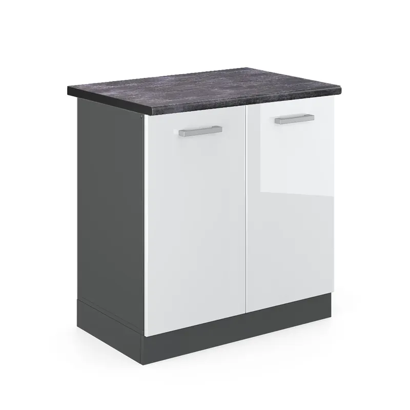 Tovární Cena Skříňka pod dřez R-Line Bílá vysoký lesk 80 cm , PD Antracit Vicco