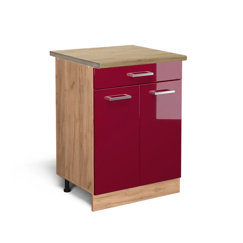Spodní skříňka kuchyňské linky R-Line Červená vysoký lesk 60 cm se zásuvkou, PD Dub Vicco Kup Teď
