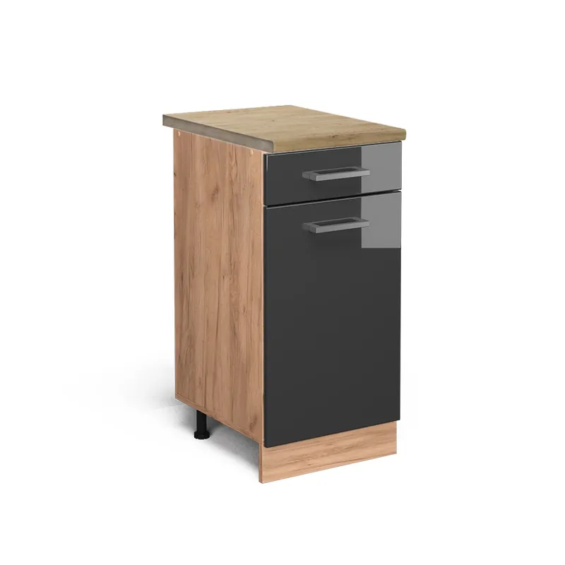 Expresní Doručení Spodní skříňka kuchyňské linky R-Line Antracitový vysoký lesk 40 cm , PD Dub Vicco