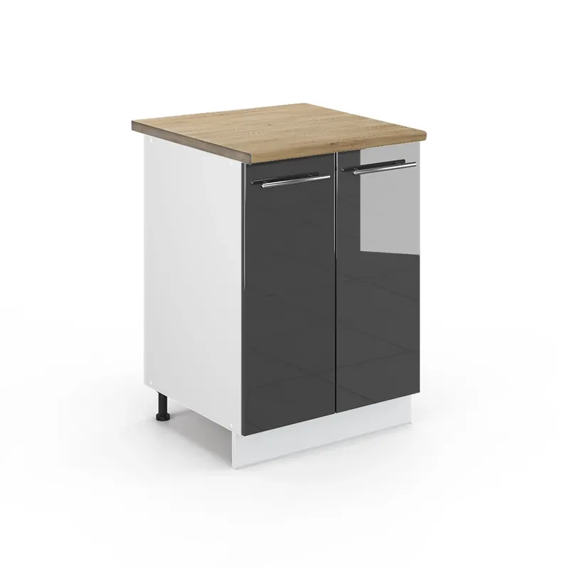 Spodní skříňka kuchyňské linky Fame-Line Antracitový vysoký lesk 60 cm , PD Dub Vicco Top Prodej