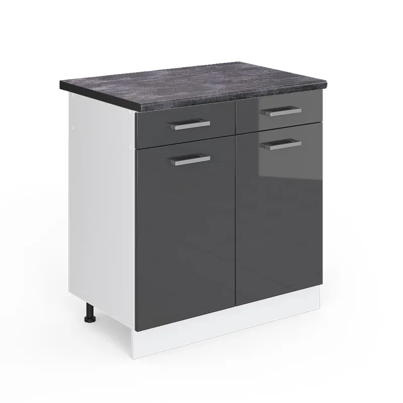Vrácení Zdarma Spodní skříňka kuchyňské linky R-Line Antracitový vysoký lesk 80 cm , PD Antracit Vicco