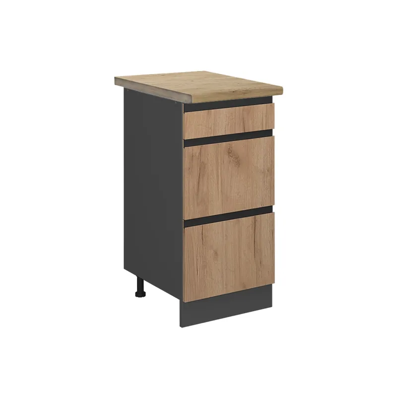 Finální Výprodej Spodní skříňka kuchyňské linky R-Line Zlatý mocný dub 40 cm se zásuvkami, PD Dub Vicco