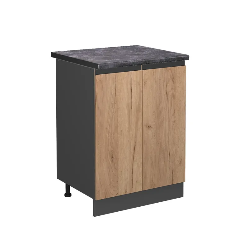 Novinka Spodní skříňka kuchyňské linky R-Line Zlatý mocný dub 60 cm , PD Antracit Vicco