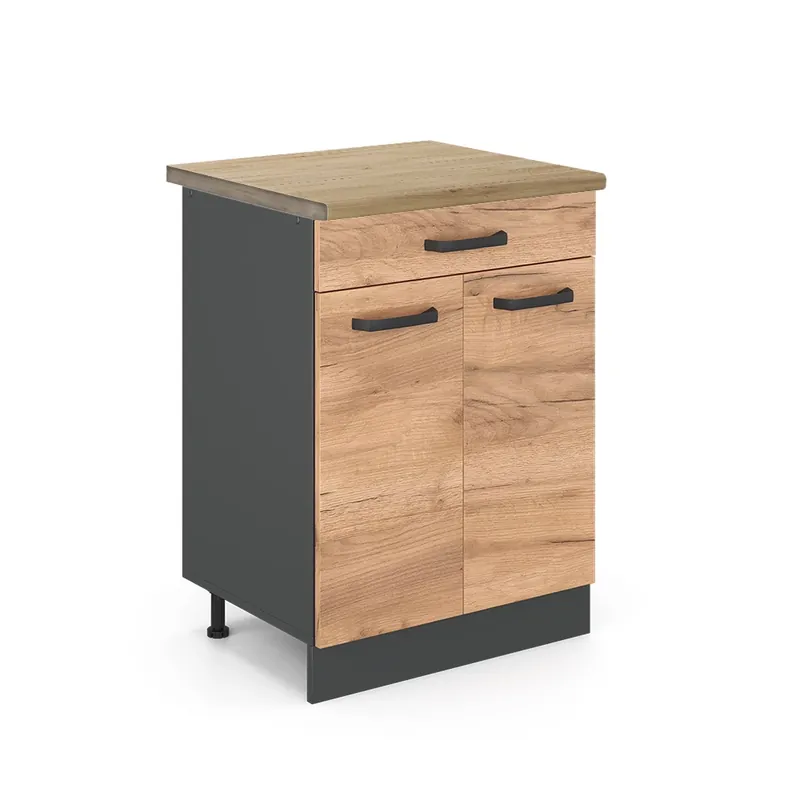 Spodní skříňka kuchyňské linky R-Line Zlatý mocný dub 60 cm , AP Oak Vicco Nízká Cena