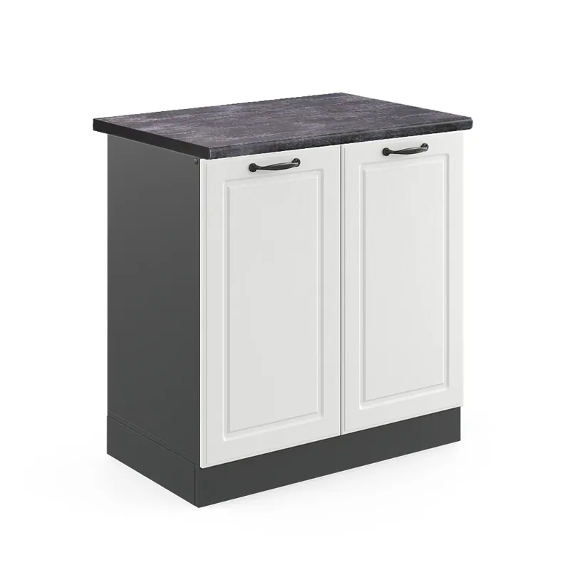 Rychlé Dodání Skříňka pod dřez R-Line Bílý venkovský dům 80 cm , PD Antracit Vicco