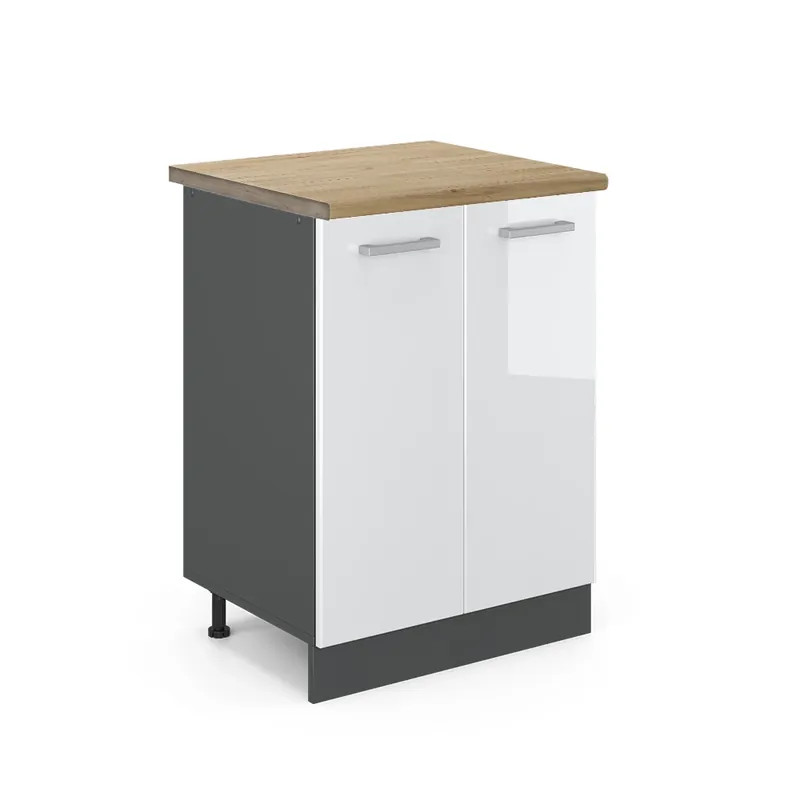 Spodní skříňka kuchyňské linky R-Line Bílá vysoký lesk 60 cm , PD Dub Vicco Nejprodávanější