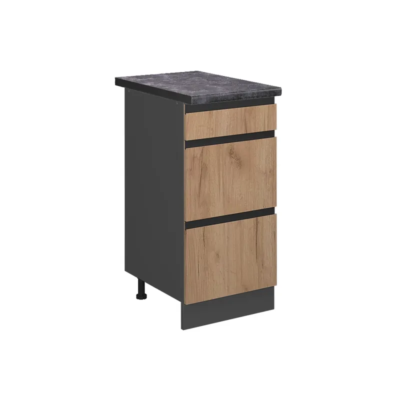 Spodní skříňka kuchyňské linky R-Line Zlatý mocný dub 40 cm se zásuvkami, PD Antracit Vicco Top Prodej
