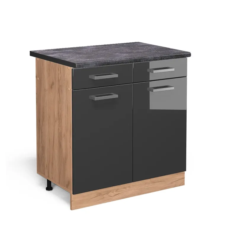 Cenový Hit Spodní skříňka kuchyňské linky R-Line Antracitový vysoký lesk 80 cm , PD Antracit Vicco