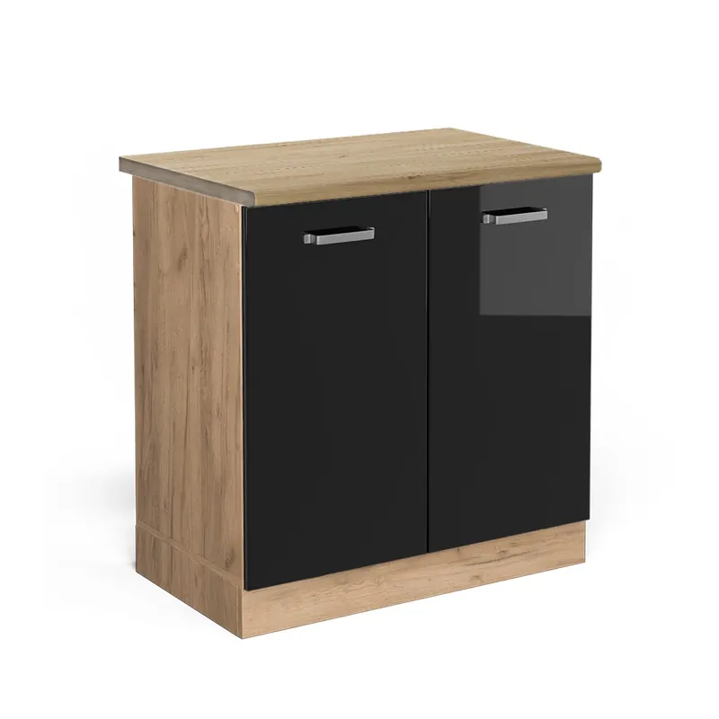 Skříňka pod dřez R-Line Černý vysoký lesk 80 cm , PD Dub Vicco Top Prodej