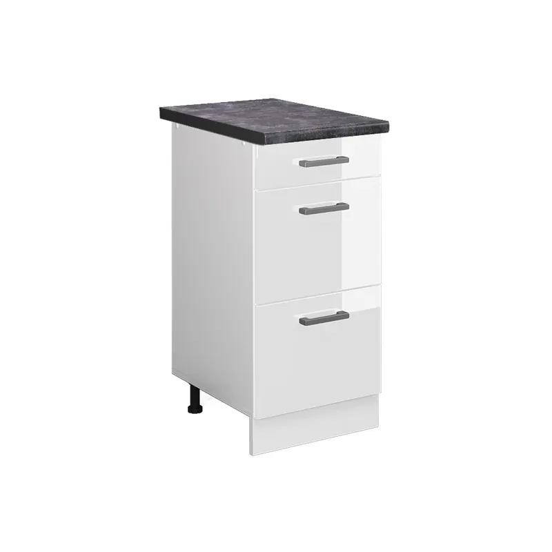 Spodní skříňka kuchyňské linky R-Line Bílá vysoký lesk 40 cm se zásuvkami, PD Antracit Vicco Oblíbený