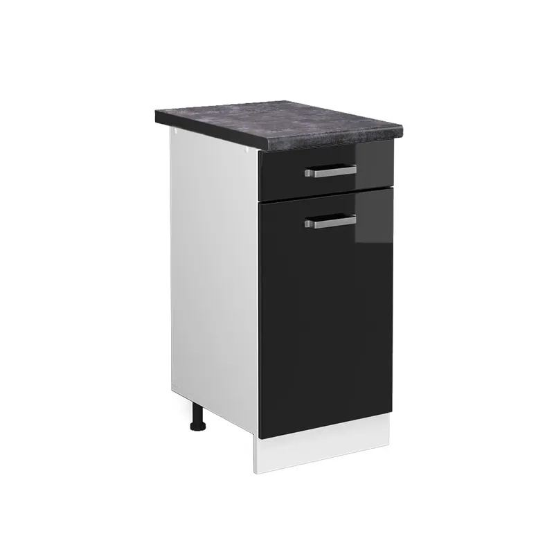 Autentický Spodní skříňka kuchyňské linky R-Line Černý vysoký lesk 40 cm , PD Antracit Vicco