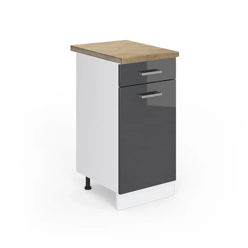 Omezená Nabídka Spodní skříňka kuchyňské linky R-Line Antracitový vysoký lesk 40 cm , PD Dub Vicco