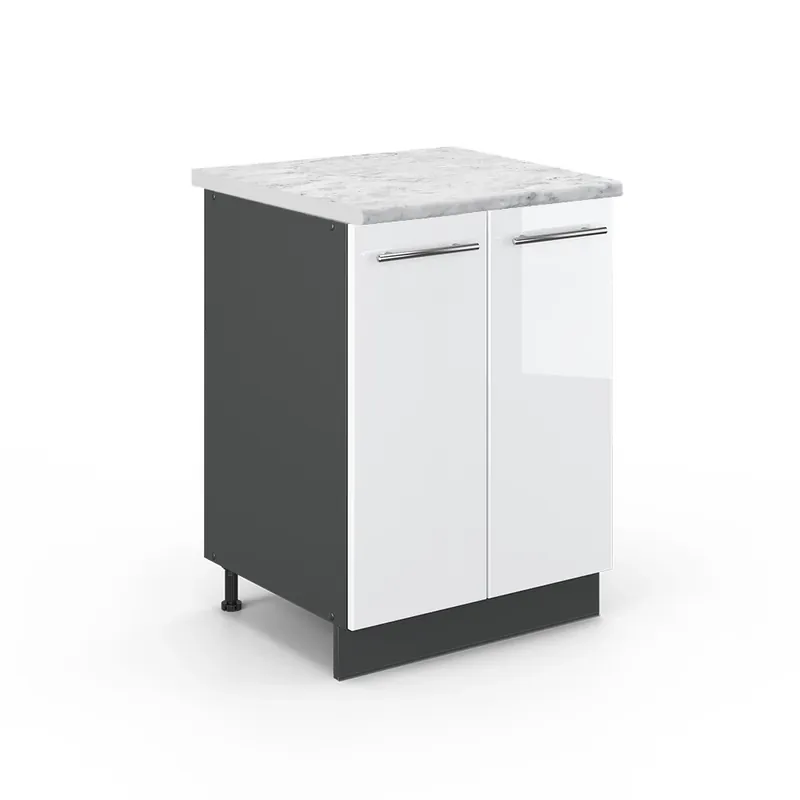 Koupit Online Spodní skříňka kuchyňské linky Fame-Line Bílá vysoký lesk 60 cm , PD Mramor Vicco