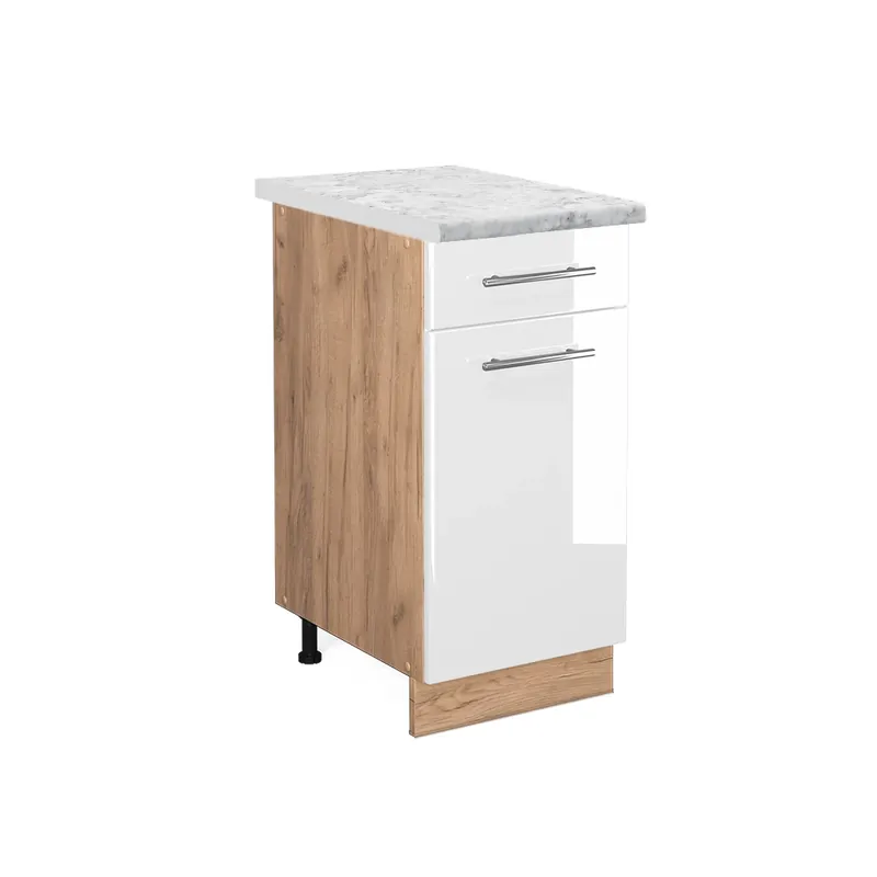 Speciální Cena Spodní skříňka kuchyňské linky Fame-Line Bílá vysoký lesk 40 cm , PD Mramor Vicco