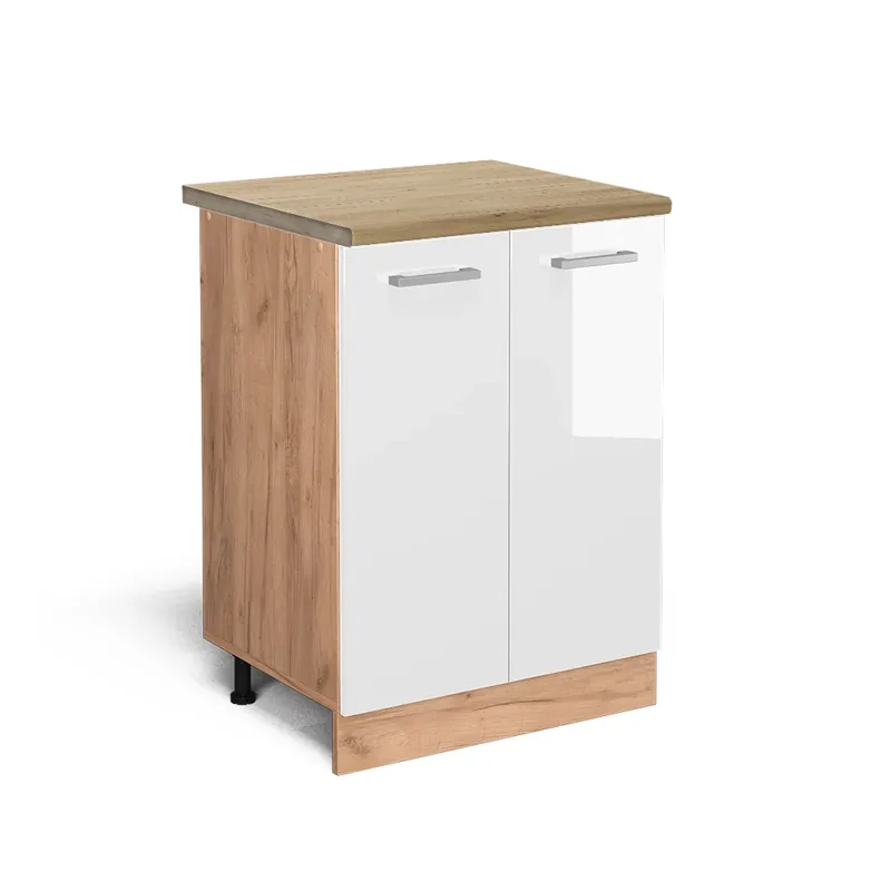 Spodní skříňka kuchyňské linky R-Line Bílá vysoký lesk 60 cm , PD Dub Vicco Ihned K Objednání