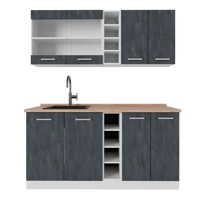 Jednotková kuchyně R-Line Černý beton/bílá 160 cm PD Dub Vicco Koupit Online