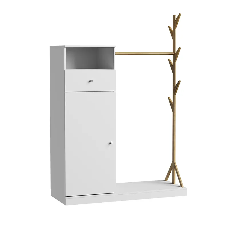 Koupit Online Šatní skříň Liria Bílá/bambus 100 x 145 cm se zásuvkou Vicco