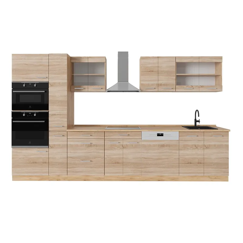 Kompletní kuchyně R-Line Dub Sonoma/Goldkraft 350 cm , PD Dub Vicco Poslední Šance