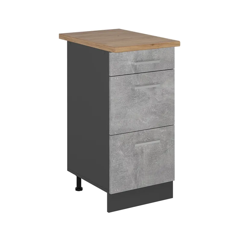 Akční Cena Spodní skříňka kuchyňské linky R-Line Beton 40 cm se zásuvkami, PD Dub Vicco