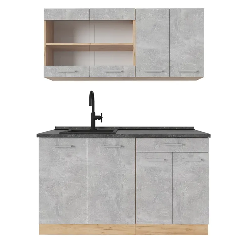 Jednotková kuchyně R-Line Beton/zlatý dub 140 cm , PD Antracit Vicco Speciální Cena
