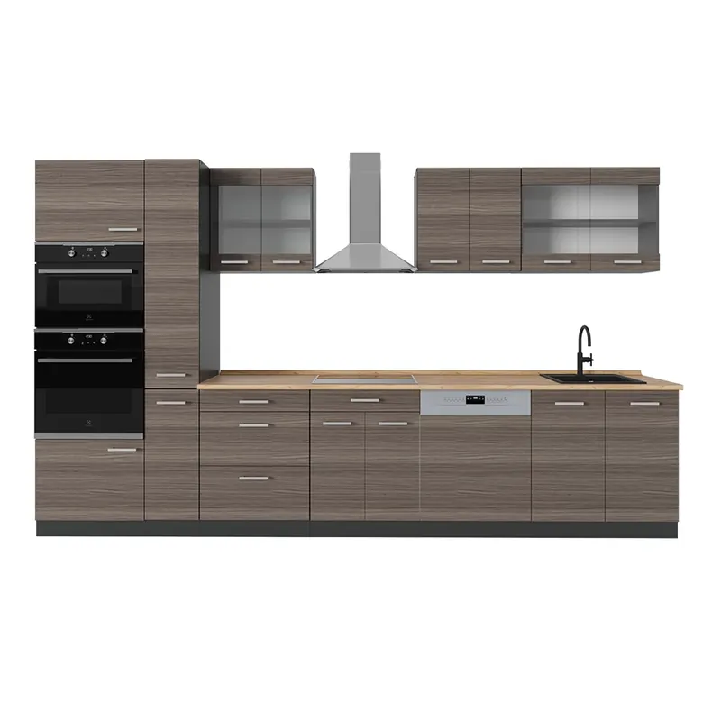Poslední Šance Kompletní kuchyně R-Line Ušlechtilá šedá/antracitová 350 cm , PD Dub Vicco