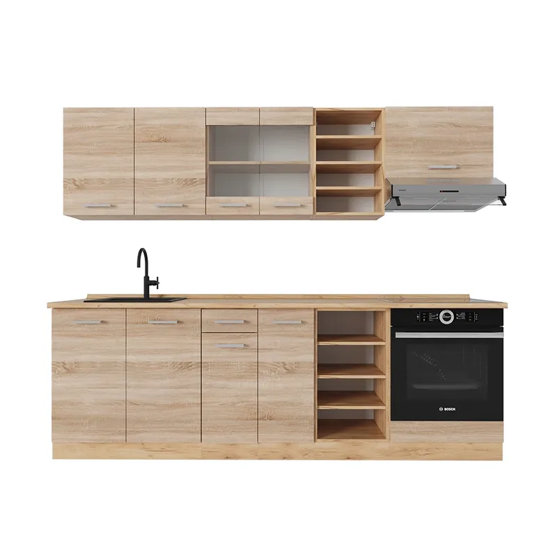 Omezená Nabídka Kuchyňský kout R-Line Dub Sonoma/Goldkraft 240 cm , PD Dub Vicco