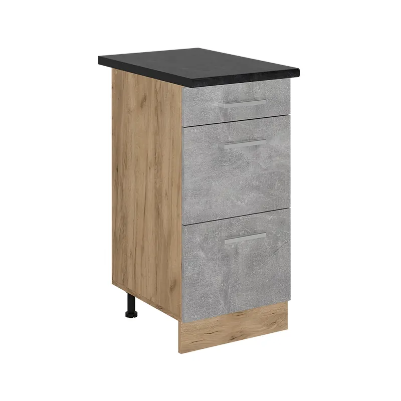 Omezená Nabídka Spodní skříňka kuchyňské linky R-Line Beton 40 cm se zásuvkami, PD Antracit Vicco