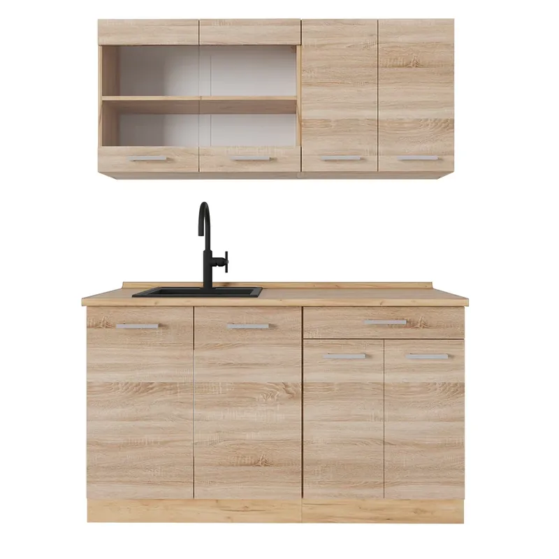 Top Prodej Jednotková kuchyně R-Line Dub Sonoma/Goldkraft 140 cm bez pracovní desky Vicco