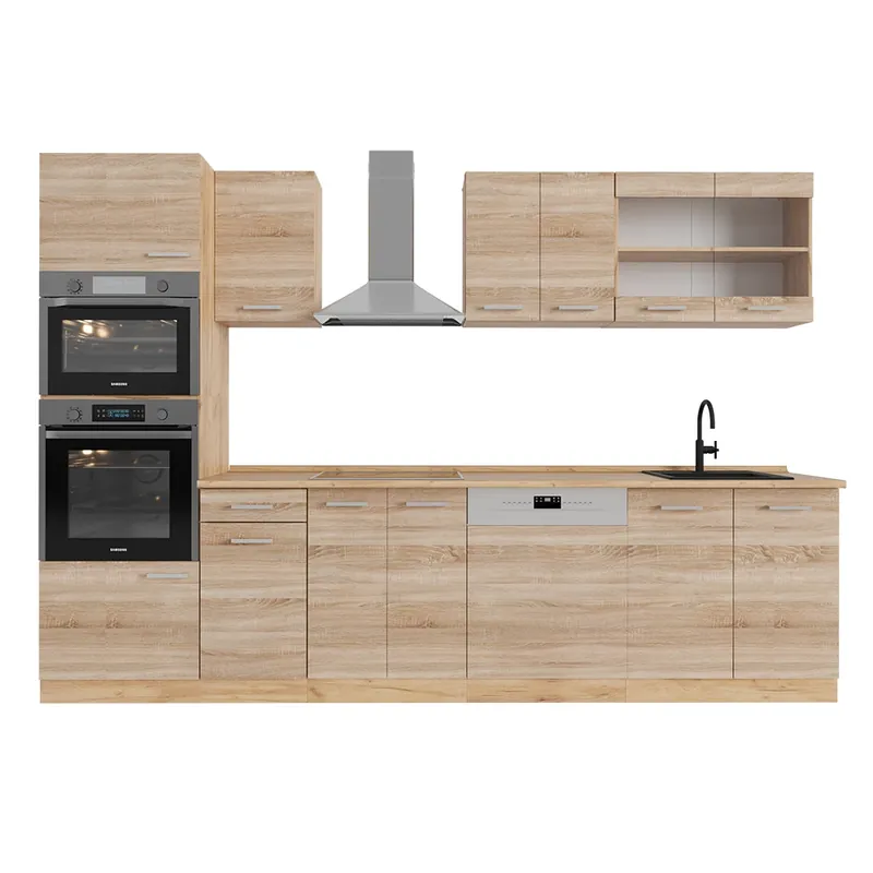 Kuchyňský kout R-Line Dub Sonoma/Goldkraft 300 cm s vysokou skříní, bez pracovní desky Vicco Nejprodávanější