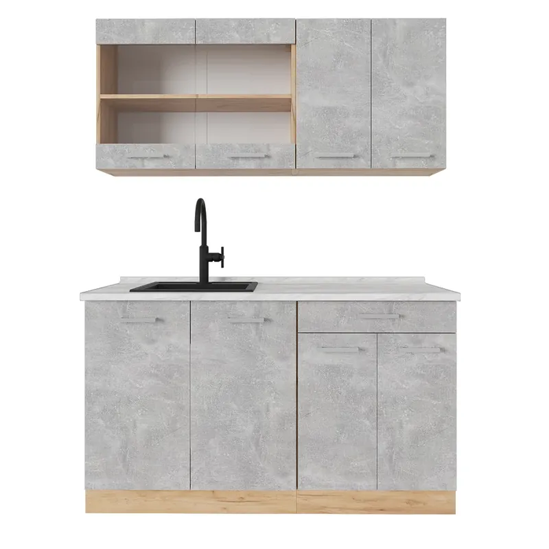 Finální Výprodej Jednotková kuchyně R-Line Beton/zlatý dub 140 cm , PD Mramor Vicco