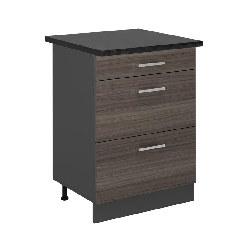 Tovární Cena Spodní skříňka kuchyňské linky R-Line Ušlechtilá šedá 60 cm se zásuvkami, PD Antracit Vicco