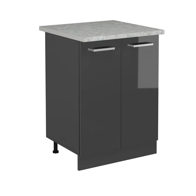 Akční Nabídka Spodní skříňka kuchyňské linky R-Line Antracitový vysoký lesk 60 cm PD Mramor Vicco