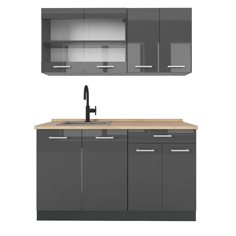 Speciální Cena Jednotková kuchyně R-Line Antracit vysoký lesk/antracit 140 cm , PD Dub Vicco