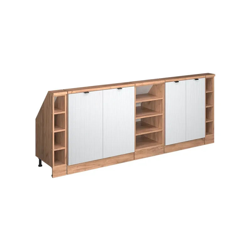 Kuchyňská skříňka pod šikmou střechu R-Line Bílé zvlnění 210 cm Sada 5 kusů Vicco Levný