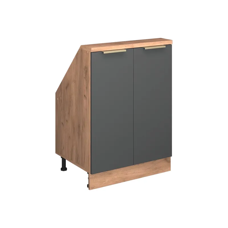 Kuchyňská skříňka pod šikmou střechu R-Line Antracitově zlatý/zlatý dub power 60 cm se 2 dvířky Vicco Tovární Cena