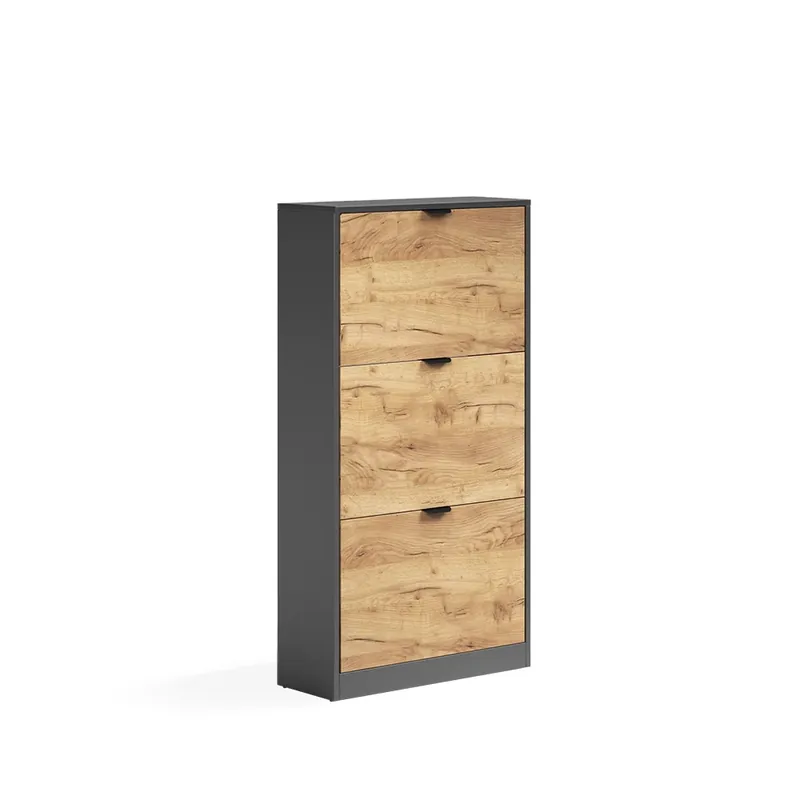 Hit Sezóny Botník na boty Gizmo Zlatý mocný dub/Antracit 59 x 112 cm se 3 přihrádkami Vicco