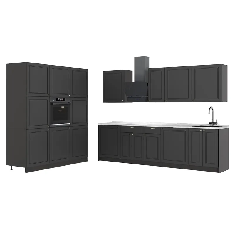 Bezpečná Platba Kuchyňský kout Fame-Line Anthrazit-Gold Landhaus/Antracit 460 cm, PD Mramor Vicco