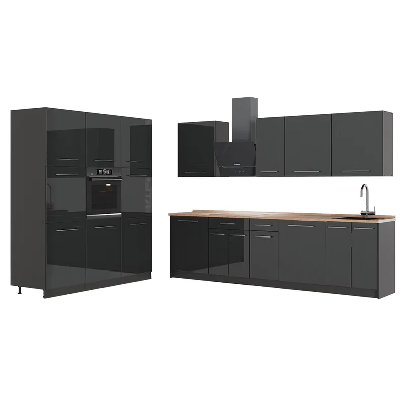 Kup Teď Kuchyňský kout Fame-Line Antracitový vysoký lesk/Antracit 460 cm, PD Dub Vicco