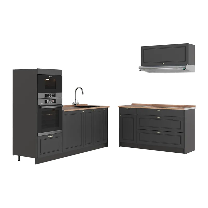 Akce Kuchyně Fame-Line Anthrazit-Gold Landhaus/Antracit 340 cm, PD Dub Vicco