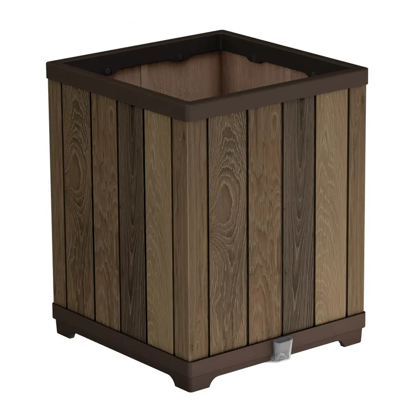 Vysoký květináč Keter Deco Square 45,5 cm Walnut Rychlé Dodání