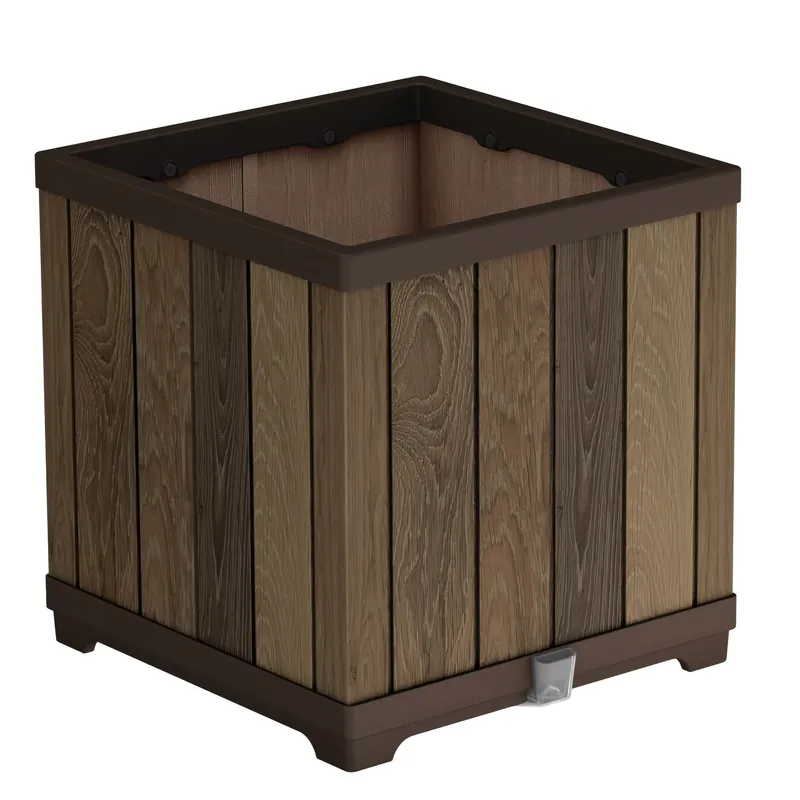 Hit Sezóny Samozavlažovací květináč Keter Deco Square 45 cm, ořech